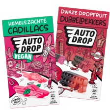 Autodrop dwaze dropfruit dubbeldekkers of vegan Cadillacs